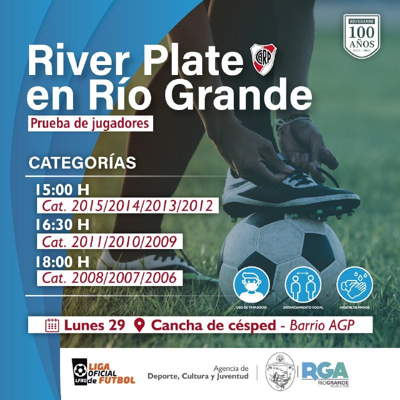 RÍO GRANDE: EL CLUB ATLÉTICO RIVER PLATE EN BÚSQUEDA DE TALENTOS  RIOGRANDENSES - JCA Noticias